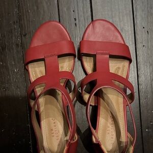 New Directions Red Strappy Sandals